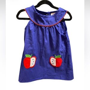 Blue Dress with Apple Appliqué NWOT Boutique Size 2